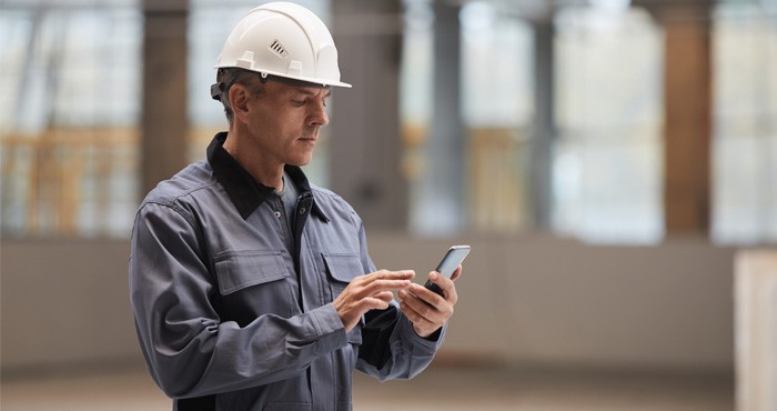 man with device