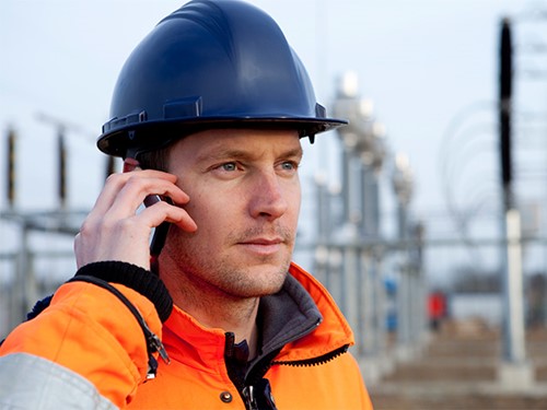 worker with smart device