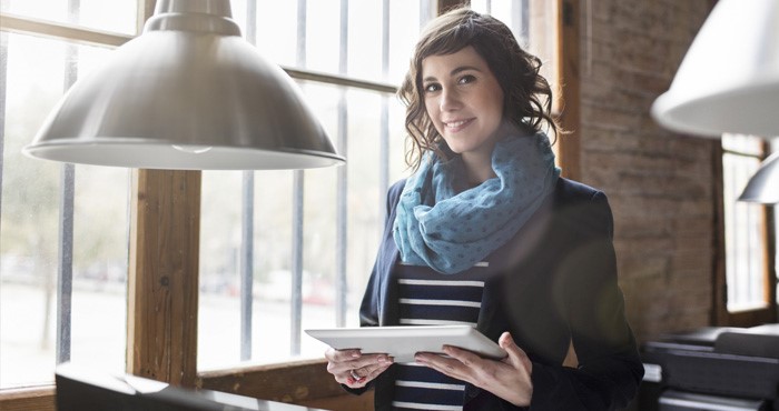 woman with device