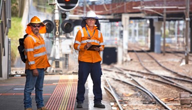 Two workers from the Australasian Rail Industry